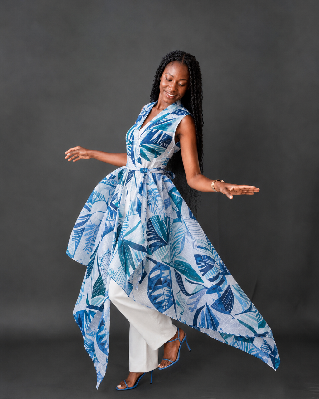 Red Admiral Overlay Dress - Blue