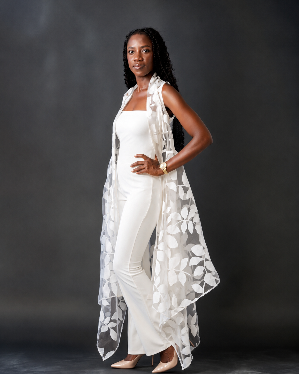 Red Admiral Overlay Dress - White