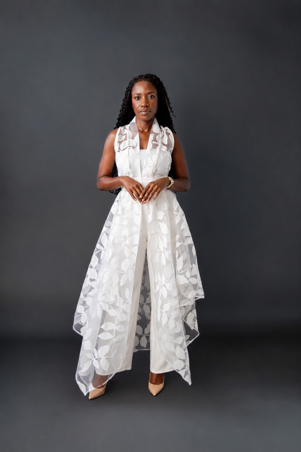 Red Admiral Overlay Dress - White